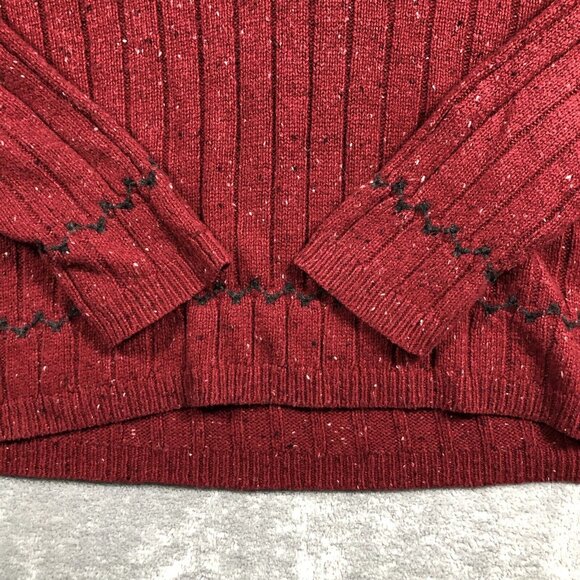 Woolrich Sweater Womens XL Red V Neck Wool Bright Ruby Heather Cozy Cabincore - Picture 5 of 10